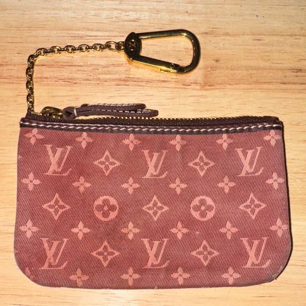 Louis Vuitton mini Lin coin purse key cles clea keychain wallet